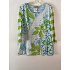A LA CARTE  Pullover Shirt Thin Lightweight Floral Pattern Size Large